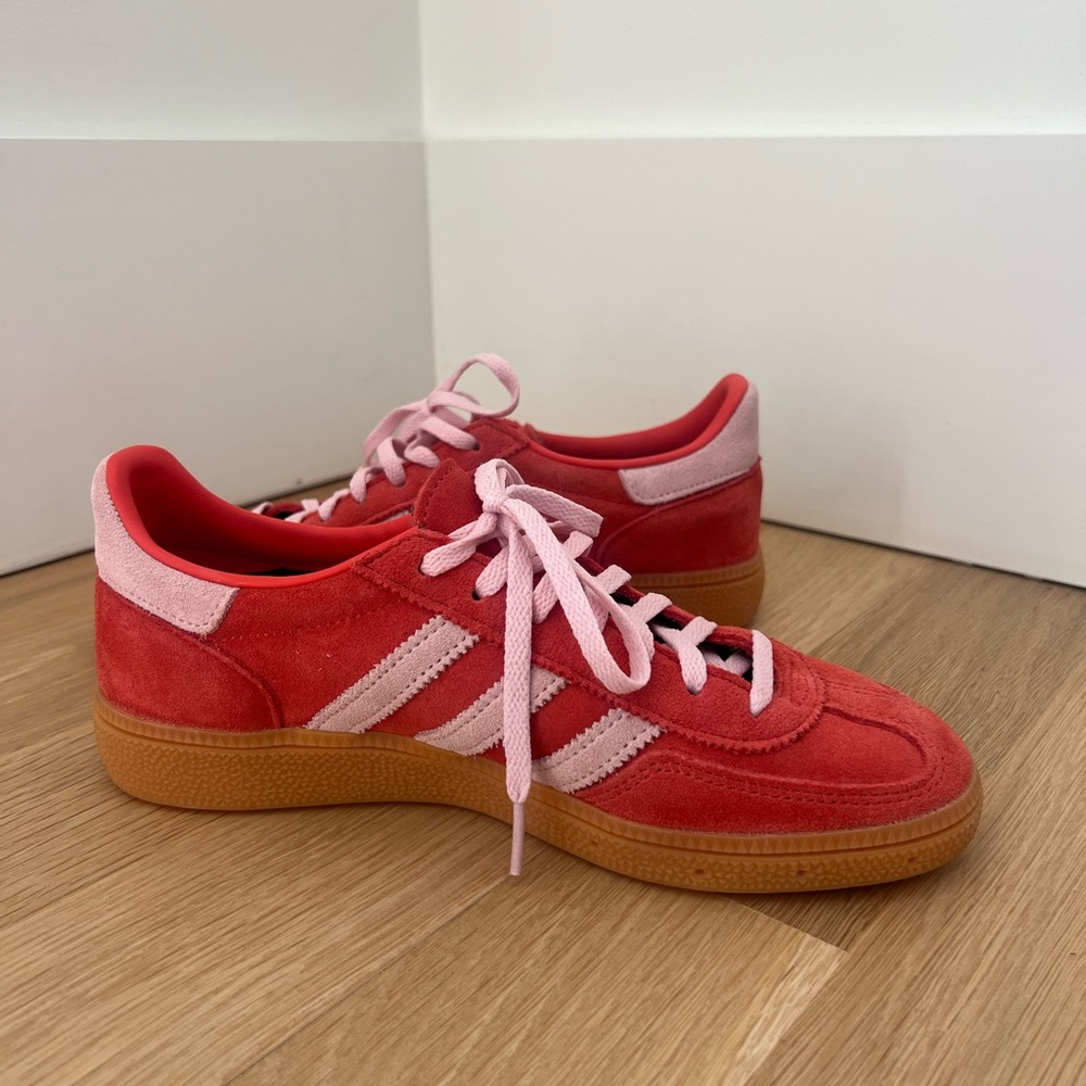 LIKE NEW Adidas Women's Handball Spezial Bright Red Clear Pink sneakers